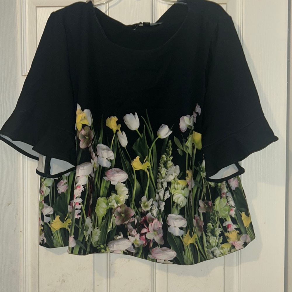 Floral Crop Top with Petal sleeves.